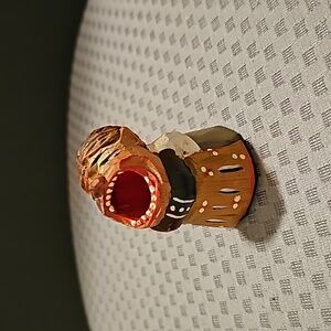 Vintage Wood Carved Big Mouth Woman Match Holder / Toothpick Holder